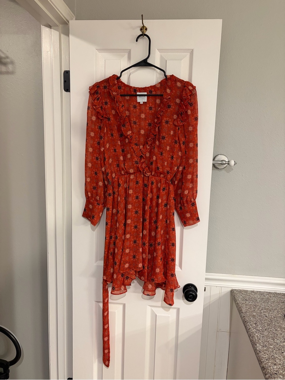 MISA Veruka Mini Dress Red Maravilla Dot Print Size Small